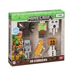 MINECRAFT S1 3D ERASERS - 6 PACK DELUXE BOX VER.B