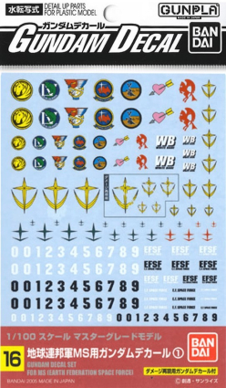 GUNDAM DECAL 16 MS (EARTH FEDERATION SPACE FORCE)