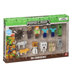 MINECRAFT S1 3D ERASERS - 12 PACK DELUXE BOX