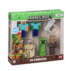 MINECRAFT S1 3D ERASERS - 6 PACK DELUXE BOX VER.A